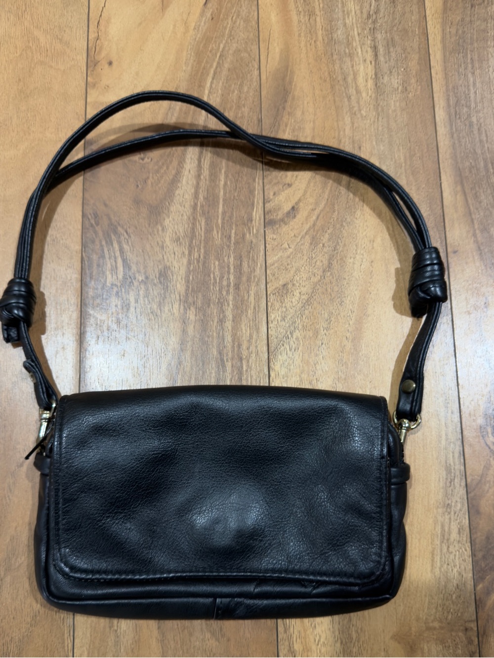 Vintage Branson Bennett Leather Crossbody Bag Adjustable Strap Black USA Made
